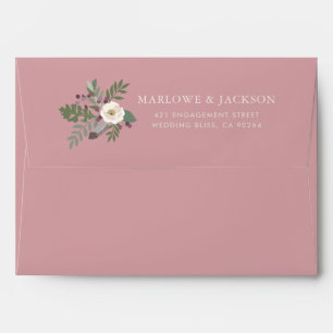 Enveloppe Rose Poussiéreuse Rose Foncé Floral Boho Mariage