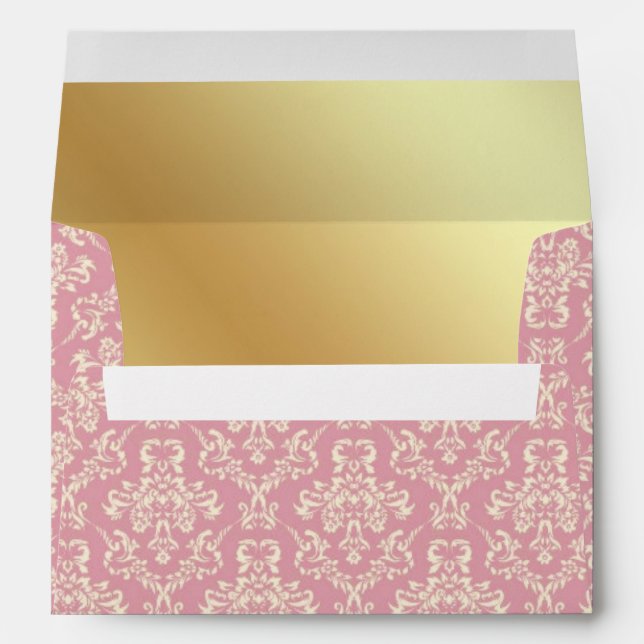 Enveloppe Rose rose et or Foil Damask (Dos (Bas))