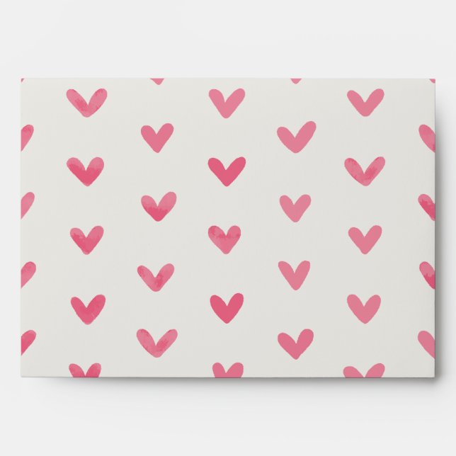 Enveloppe Rose Rose Love Hearts Motif Offwhite (Devant)