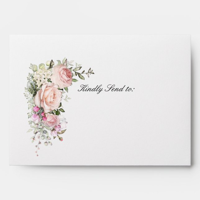 Enveloppe Rose rose pâle Mariage floral (Devant)