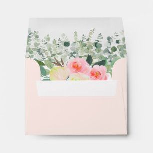 Enveloppe Rose rose rose pastel romantique A2 Mariage floral