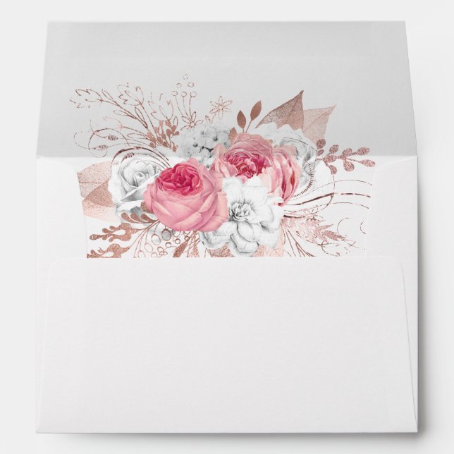 Enveloppe Rose Rose Rose Rose Rose Mariage Floral (Dos (Bas))