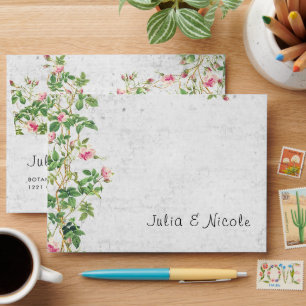 Enveloppe Rose Rose Vieux Mur Vintage Style Mariage Journal