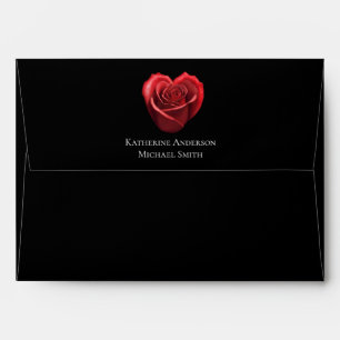 Enveloppe Rose rouge en forme de coeur mariage-