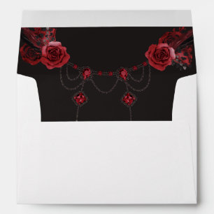 Enveloppe Rose Rouge Floral & Cristal 2 - Noir