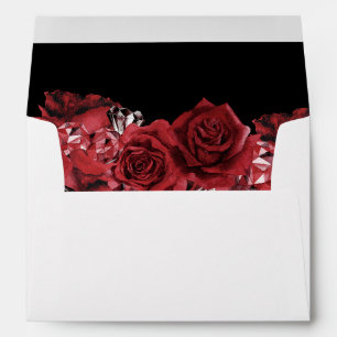 Enveloppe Rose rouge Floral & Cristal - Noir