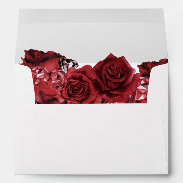 Enveloppe Rose rouge Floral & Crystal (Dos (Bas))