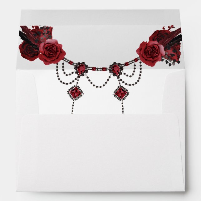 Enveloppe Rose rouge Floral & Crystal 2 (Dos (Bas))