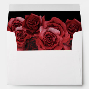 Enveloppe Rose Rouge Floral - Noir