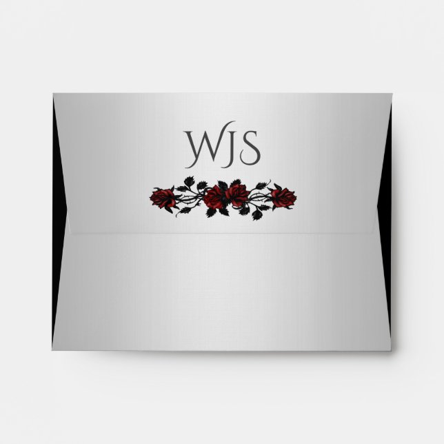 Enveloppe Rose Rouge Mariage Gothique Personnalisé   (Dos (Haut rabat))