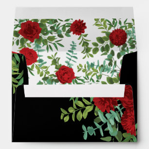 Enveloppe Rose rouge noir Mariage gothique foncé