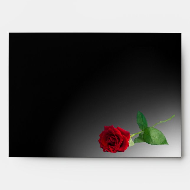 Enveloppe Rose rouge sur mariage noir (Devant)
