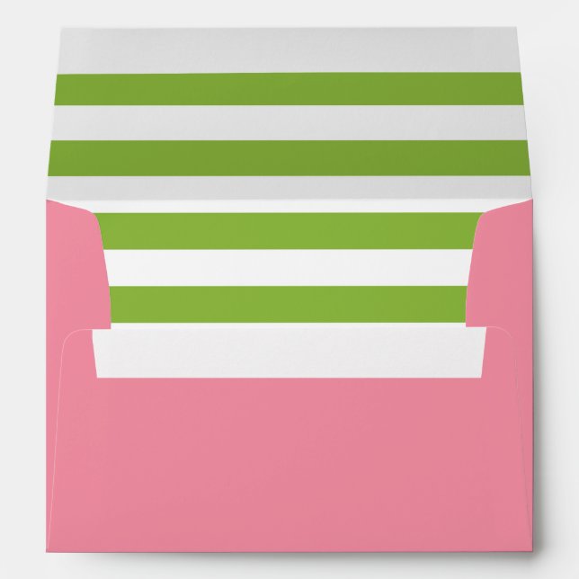 Enveloppe rose Saumon Apple Green Striped Liner (Dos (Bas))