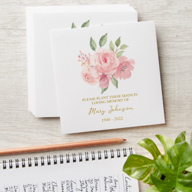 Enveloppe Rose Seed Packet Memorial Funeral Envelope (Stacked)