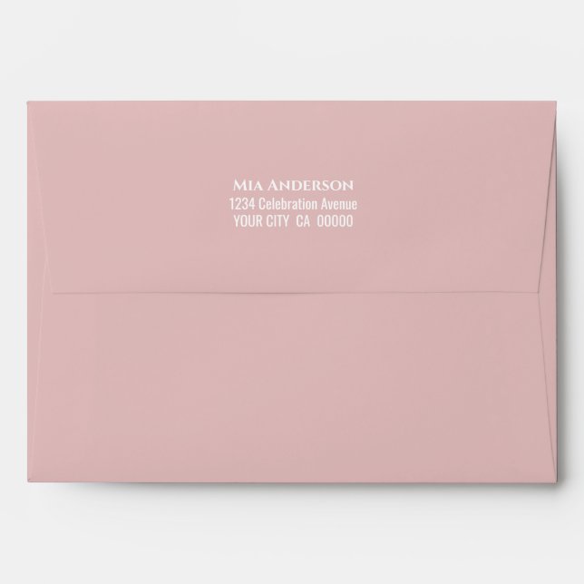 Enveloppe Rose simple Dusty Retour Adresse Invitation (Dos (Haut rabat))