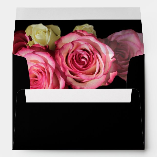 Enveloppe Rose sur bouquet mariage à fleurs noires (Dos (Bas))