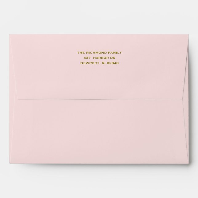 Enveloppe rose vierge solide avec adresse de retou (Dos (Haut rabat))
