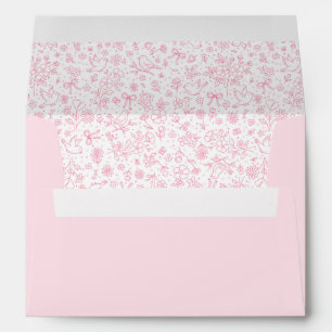 Enveloppe Rose Vintage Élégant Cottagecore à Nœud Papillon F