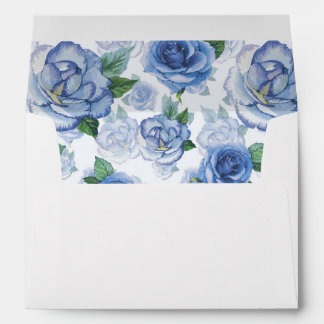 Enveloppe Roses Aquarelle Bleues A7 Adresse de Retour de Mar