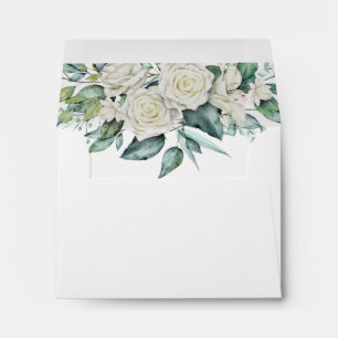 Enveloppe Roses blanches d'eucalyptus vert personnalisées