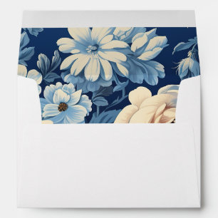 Enveloppe Roses blanches sur Indigo Arrière - plan bleu