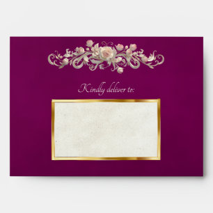 Enveloppe Roses & Cœur - Prune