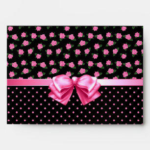 Enveloppe Roses et pois roses