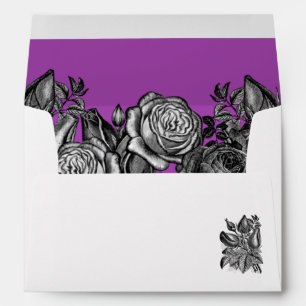 Enveloppe Roses noir et blanc Mariage électrique violet