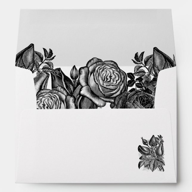 Enveloppe Roses noires et blanches Mariage gothique (Dos (Bas))