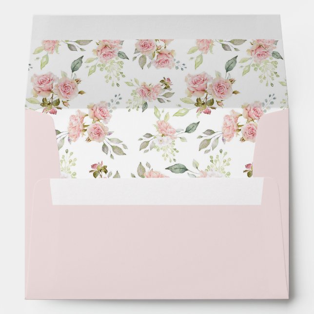 Enveloppe Roses rose pâle - Adresse de retour pré-imprimée (Dos (Bas))