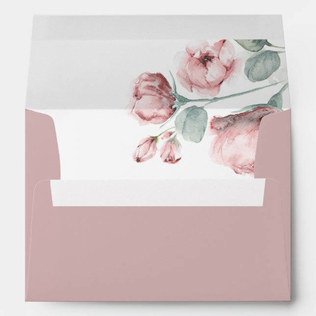 Enveloppe Roses Roses Dusty Fleurs Élégantes Romantique (Dos (Bas))