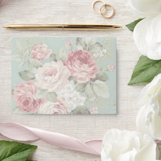 Enveloppe Roses roses et blanches (Wedding)