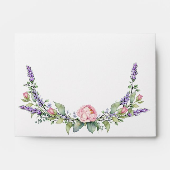 Enveloppe Roses roses pink français et Eucalyptus Lavande (Devant)