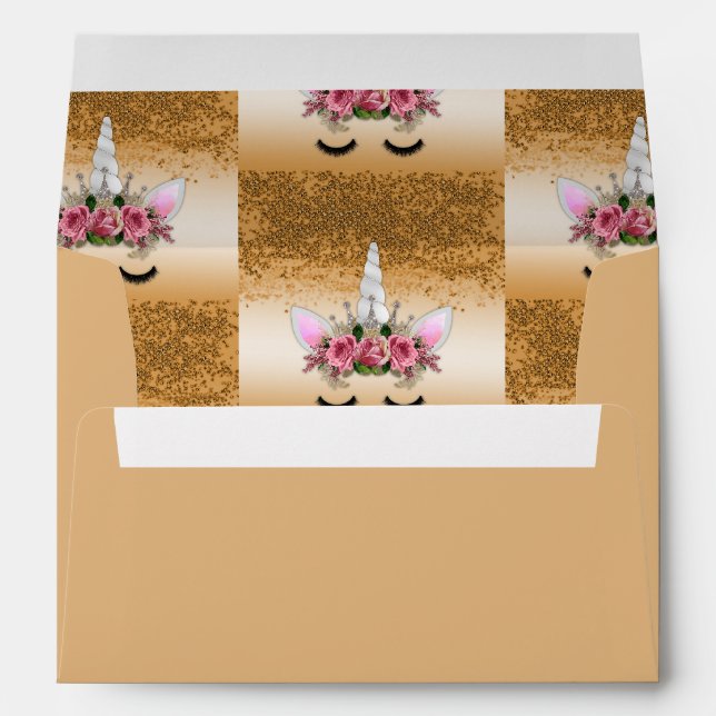 Enveloppe Roses roses roses et Parties scintillant d'or Unic (Dos (Bas))