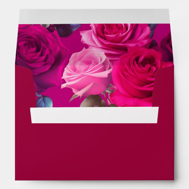 Enveloppe Roses roses roses sur Viva Magenta | MERCI MARIAGE (Dos (Bas))