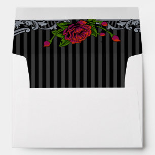 Enveloppe Roses Rouges, Gothique Rayé