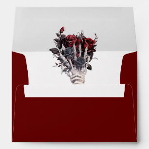 Enveloppe Roses rouges gothiques Squelette