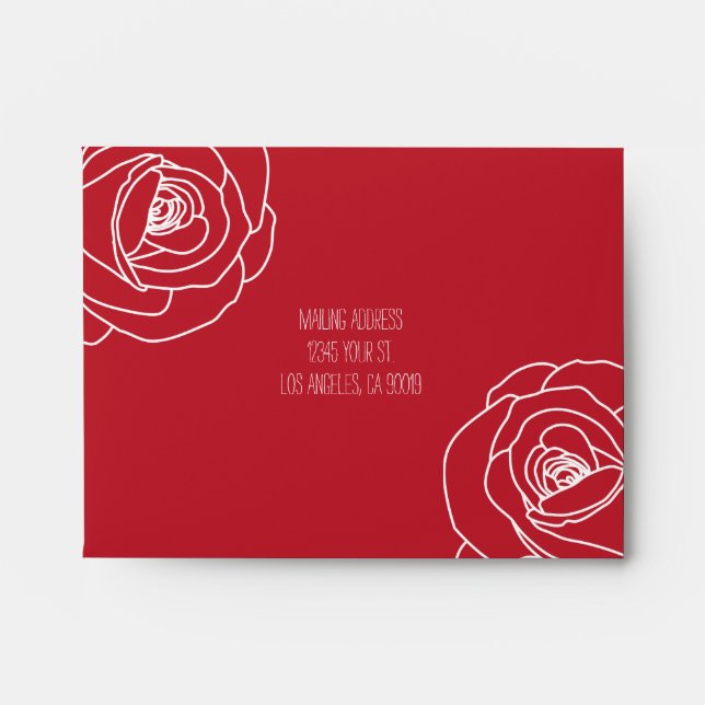 Enveloppe Roses rouges simples et élégantes, réponse (Devant)