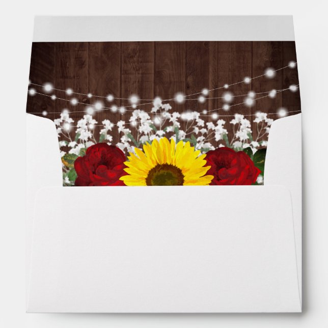 Enveloppe Roses rustiques de tournesols Mason Jar Lumières M (Dos (Bas))