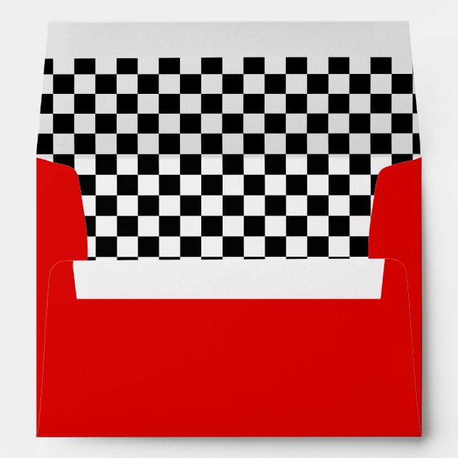 Enveloppe rouge À damiers noir et blanc (Dos (Bas))