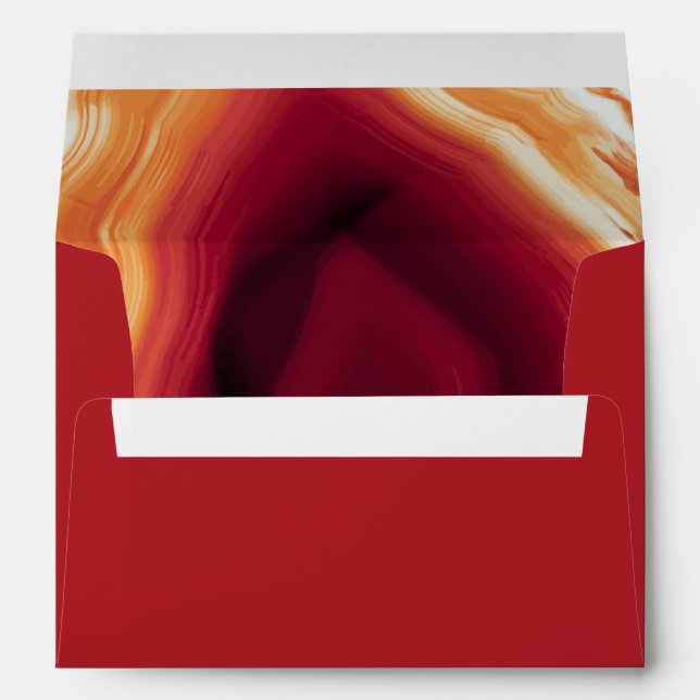 Enveloppe Rouge agate tranche moderne automne mariage monogr (Dos (Bas))