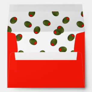 Enveloppe rouge avec olives de Pimento