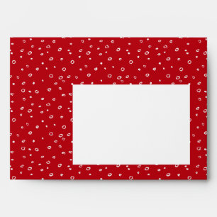 Enveloppe Rouge avec points croqués blancs Noël moderne