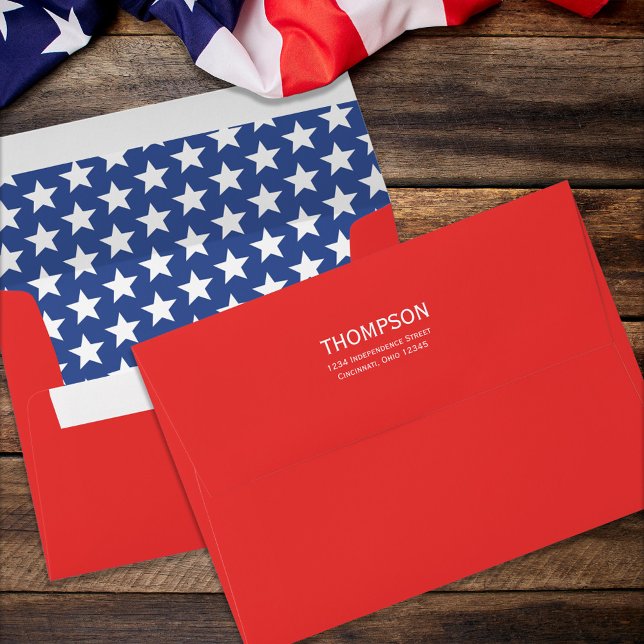 Enveloppe Rouge Blanc Bleu Whimsun Fun Drapeau Du 4 Juillet (Créateur téléchargé)