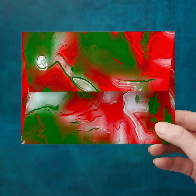 Enveloppe Rouge, blanc et vert Abstrait (Hand)