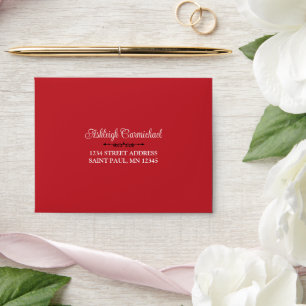 Enveloppe Rouge, Blanc Noir Mariage damassé Taille A2 RSVP