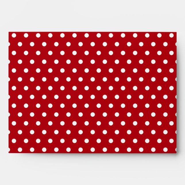 Enveloppe Rouge blanc Polka point Motif Noël (Devant)