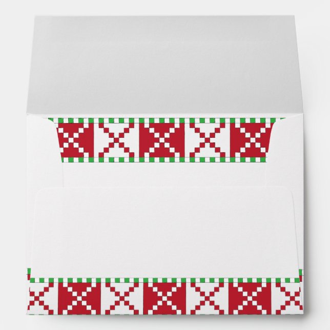 Enveloppe Rouge, blanc, vert letton Letton Ethnic Folk art (Dos (Bas))