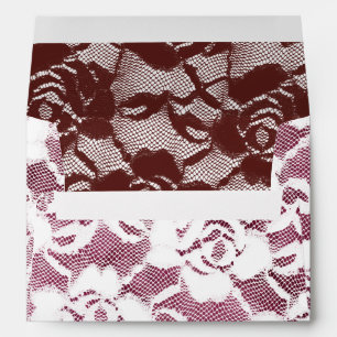 Enveloppe Rouge Bourgogne Blanc Dentelle Floral