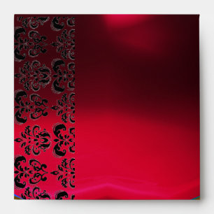 Enveloppe ROUGE BURGUNDY BLACK DAMASK Ruby Gold